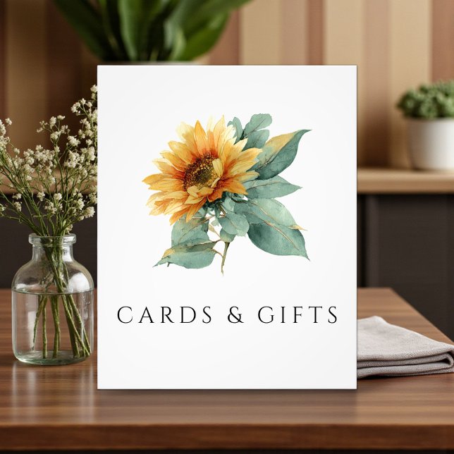 Watercolor Sunflower Rustic Cards & Gifts Sign (Creator Uploaded)
