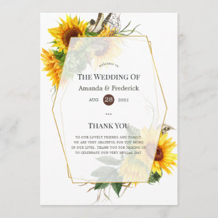 Watercolor Sunflower Rustic Wedding Program