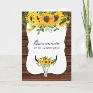 Watercolor Sunflower Rustic Western Quinceañera Invitation