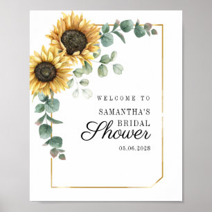 Watercolor Sunflower Script Bridal Shower Welcome Poster