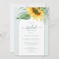Watercolor Sunflower Script Couples Bridal Shower