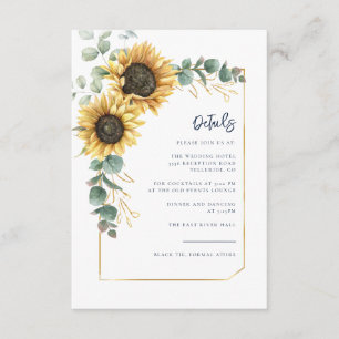 Watercolor Sunflower Script Wedding Details Enclosure Card