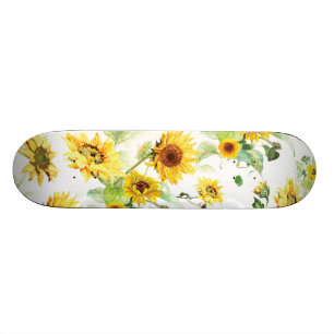 Watercolor Sunflower Skateboard