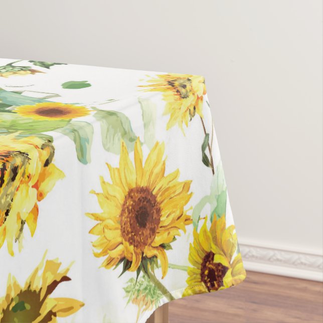 Watercolor Sunflower Tablecloth (In Situ)