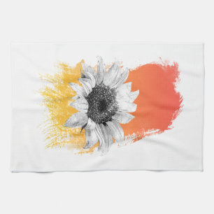 Watercolor Sunflower Tea Towel
