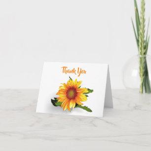 Watercolor sunflower thank you card