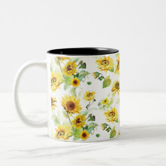 Watercolor Sunflower Two-Tone Coffee Mug