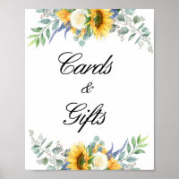 watercolor sunflower wedding cards & gifts sign