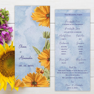 Watercolor Sunflower Wedding Ceremony Program