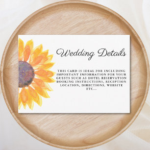 Watercolor Sunflower Wedding Details Enclosure Card