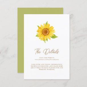 Watercolor Sunflower Wedding Enclosure Card
