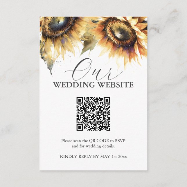 Watercolor Sunflower Wedding Enclosure Cards (Front)