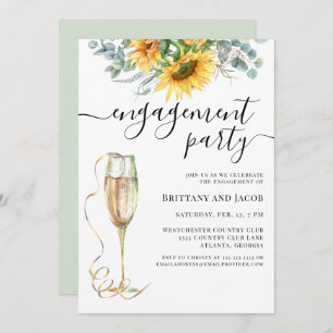Watercolor Sunflower Wedding Engagement Party Invitation