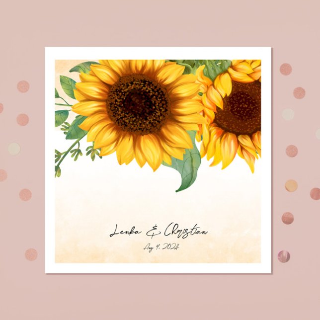 Watercolor Sunflower wedding Napkin (Creator Uploaded)