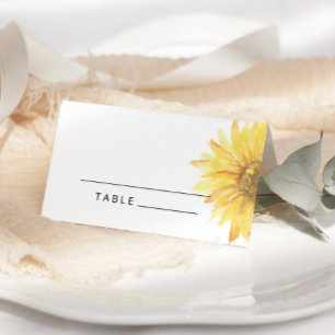 Watercolor sunflower wedding place cards