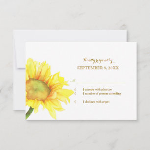 Watercolor Sunflower Wedding RSVP Card
