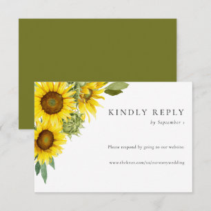 Watercolor Sunflower Wedding RSVP Website Online