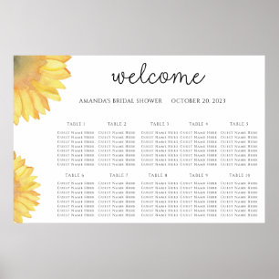 Watercolor sunflower wedding seating chart