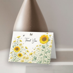 Watercolor Sunflower Wedding Thank You Card