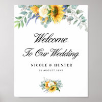 watercolor sunflower wedding welcome sign