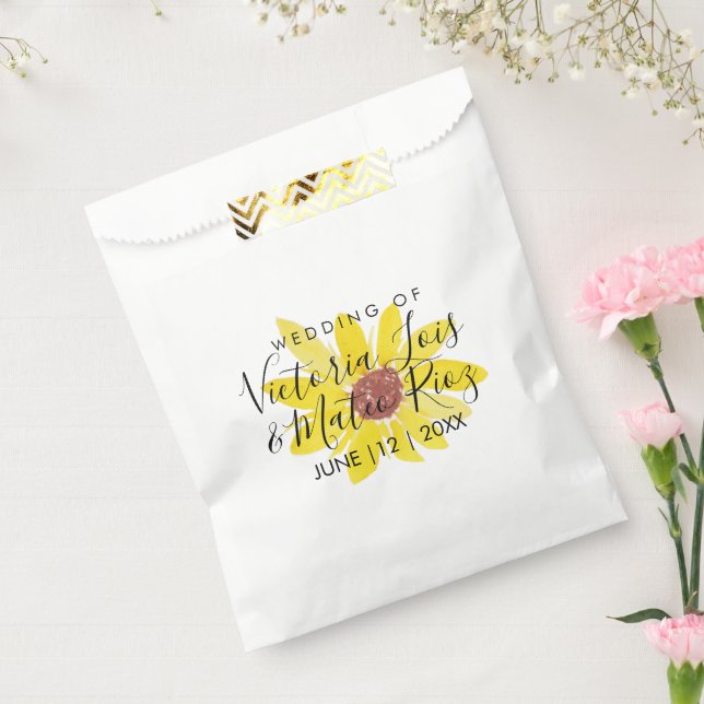 Watercolor Sunflower Wild Floral Yellow Wedding Favour Bag (Sealed)