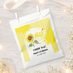 Watercolor Sunflower with Butterflies 1st Birthday Favour Bag