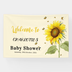 Watercolor Sunflower with Butterflies Baby Shower Banner