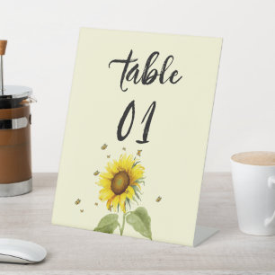 Watercolor Sunflower with Butterflies Baby Shower Pedestal Sign