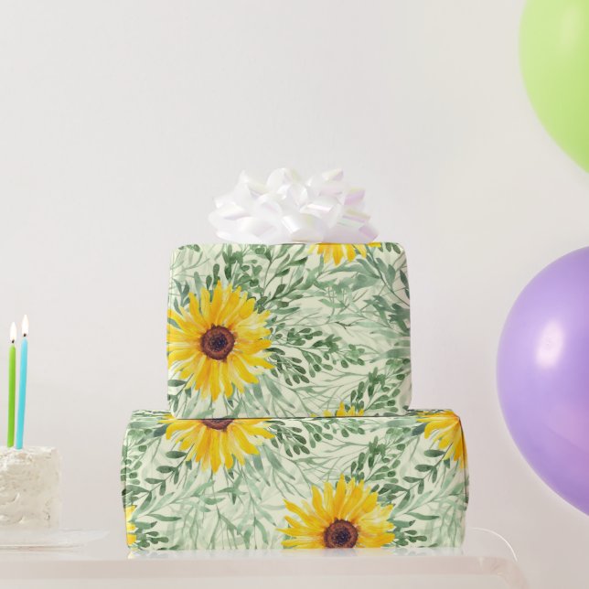 Watercolor Sunflower Wrapping Paper (Party Gifts)