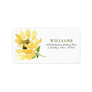 Watercolor Sunflower Yellow Return Address Label