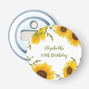 Watercolor Sunflowers 99th Birthday Party Favour Bottle Opener