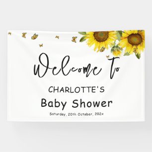 Watercolor Sunflowers and Butterflies Baby Shower Banner
