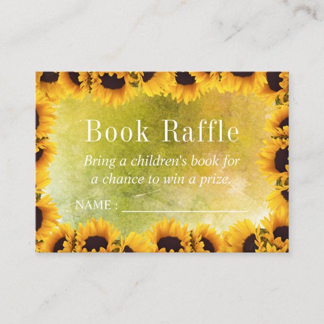 Watercolor Sunflowers Baby Book Raffle Tickets Enclosure Card (Front)