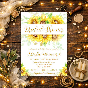 Watercolor Sunflowers Border Frame Bridal Shower Invitation