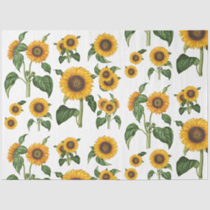 Watercolor Sunflowers Botanical Foliage Greenery Tissue Paper