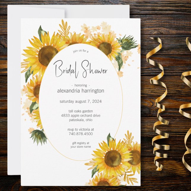 Watercolor Sunflowers Bridal Shower  Invitation (Also available with QR code. )