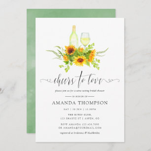 Watercolor Sunflowers Bridal Shower Wine Tasting Invitation