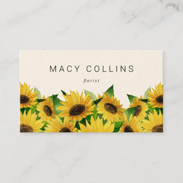 Watercolor sunflowers business card (Front)