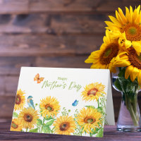 Watercolor Sunflowers Butterflies Mother's Day