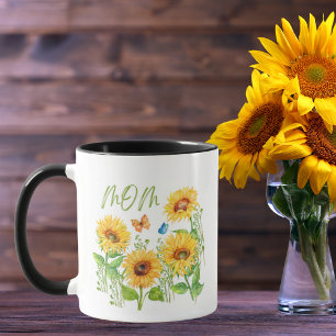 Watercolor Sunflowers Butterflies Mother's Day Mug