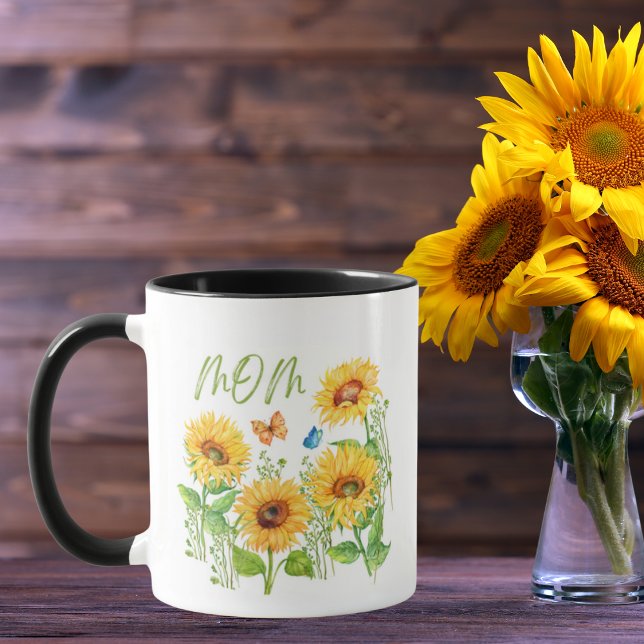 Watercolor Sunflowers Butterflies Mother's Day Mug (Creator Uploaded)