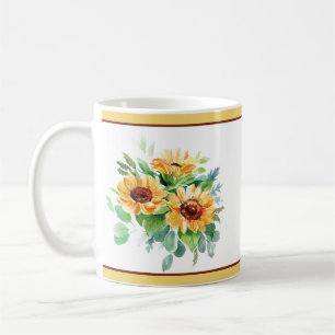 Watercolor sunflowers coffee mug
