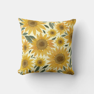 Watercolor Sunflowers Cushion