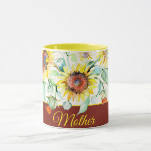 Watercolor sunflowers customisable mug