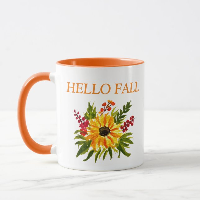 Watercolor Sunflowers Cute Autumn Rustic Fall  Mug (Left)