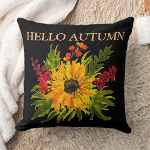 Watercolor Sunflowers Cute Modern Pretty Fall  Cushion