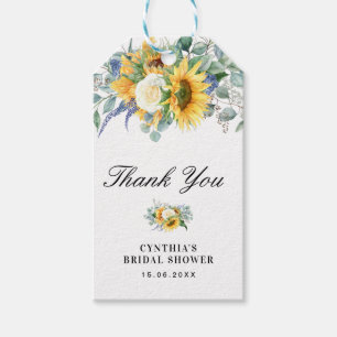 watercolor sunflowers eucalyptus bridal shower gift tags