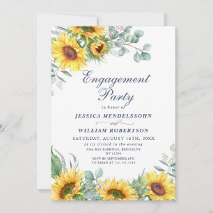 Watercolor Sunflowers Eucalyptus ENGAGEMENT PARTY Invitation