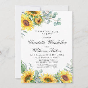 Watercolor Sunflowers Eucalyptus ENGAGEMENT PARTY Invitation