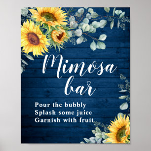 Watercolor Sunflowers Eucalyptus Mimosa Bar Sign